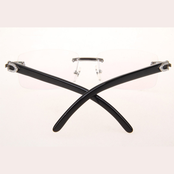 Cartier CT_3524012 Diamond Black Buffalo Eyeglasses In Silver - EUR FASHION