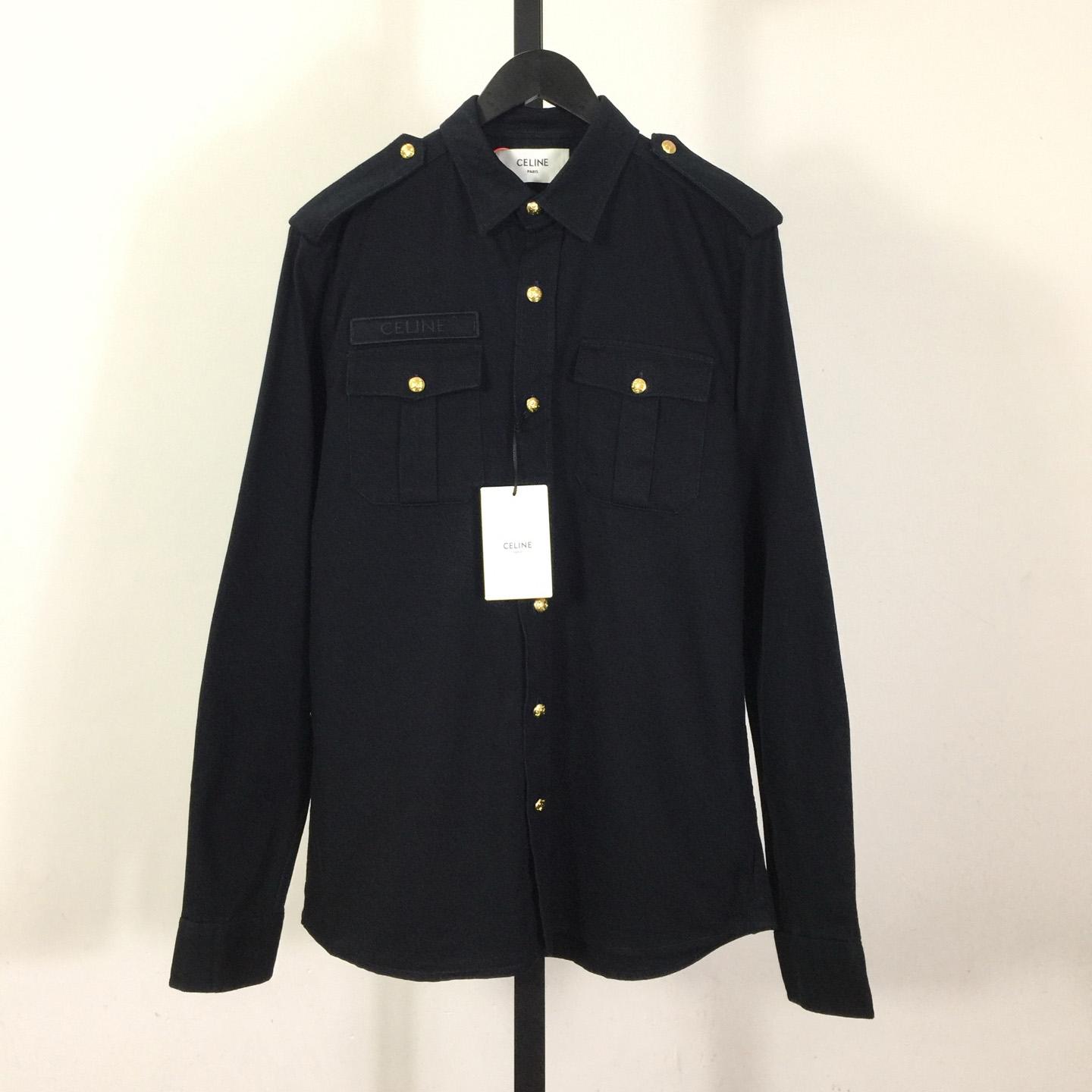 Celine Military Shirt In Cotton Wool Twill - EUR FASHION