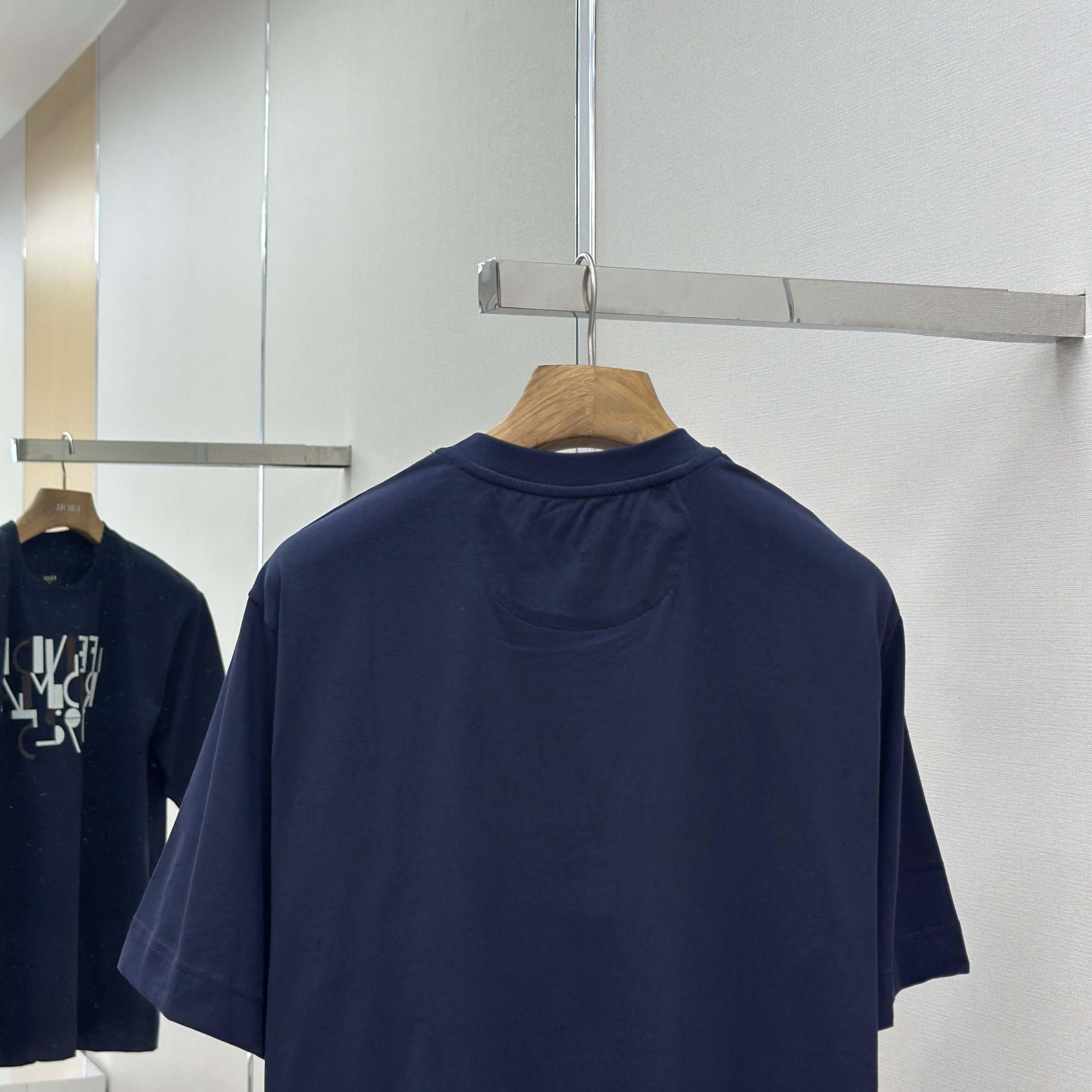 Fendi Dark Blue Cotton T-shirt - EUR FASHION