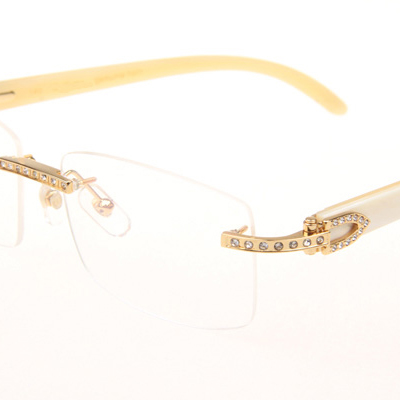Cartier CT_3524012 Diamond White Buffalo Eyeglasses In Gold - EUR FASHION