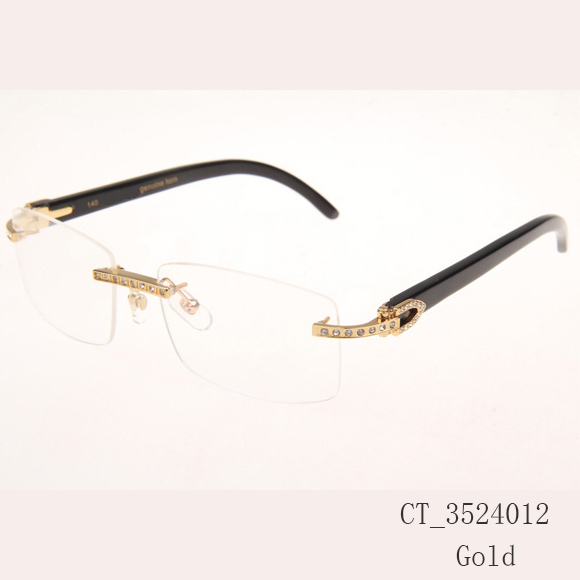 Cartier CT_3524012 Diamond Black Buffalo Eyeglasses In Gold - EUR FASHION