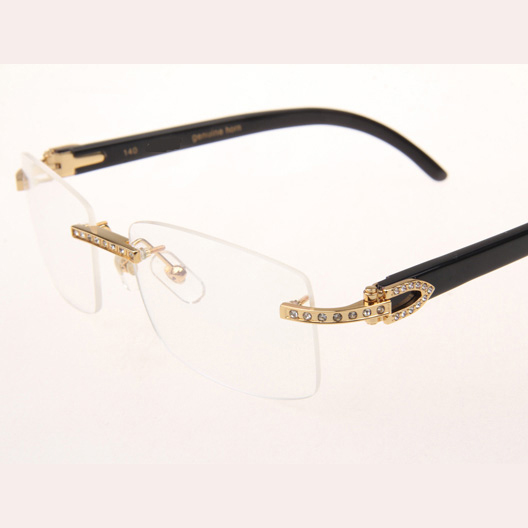 Cartier CT_3524012 Diamond Black Buffalo Eyeglasses In Gold - EUR FASHION