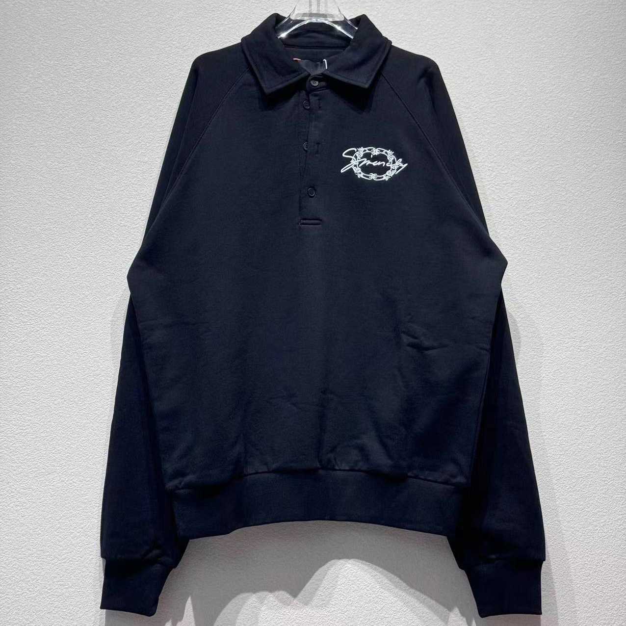 Givenchy Embroidered Logo Fleece Polo Sweatshirt In Black - EUR FASHION