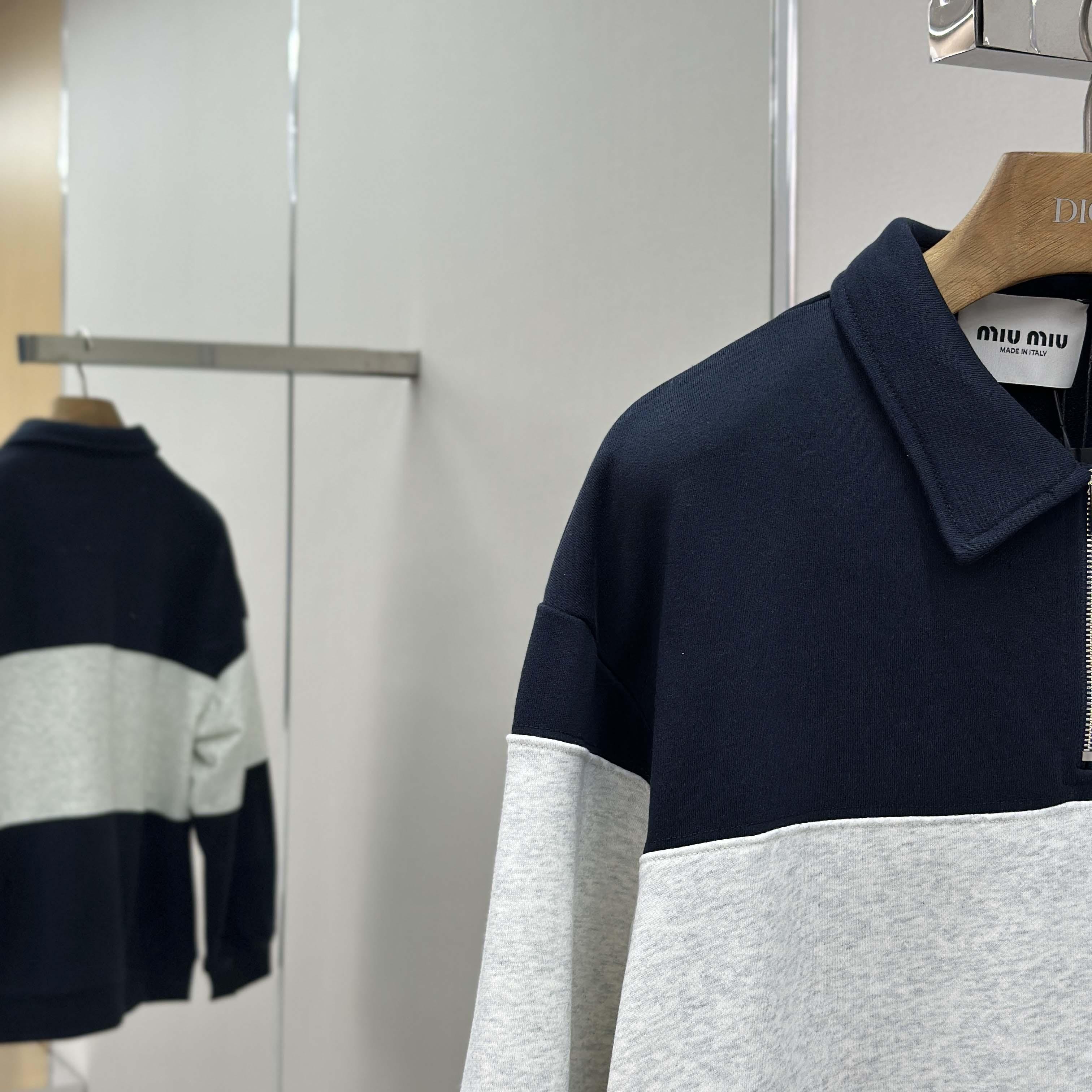 Miu Miu Half-zip Cotton Sweatshirt - EUR FASHION