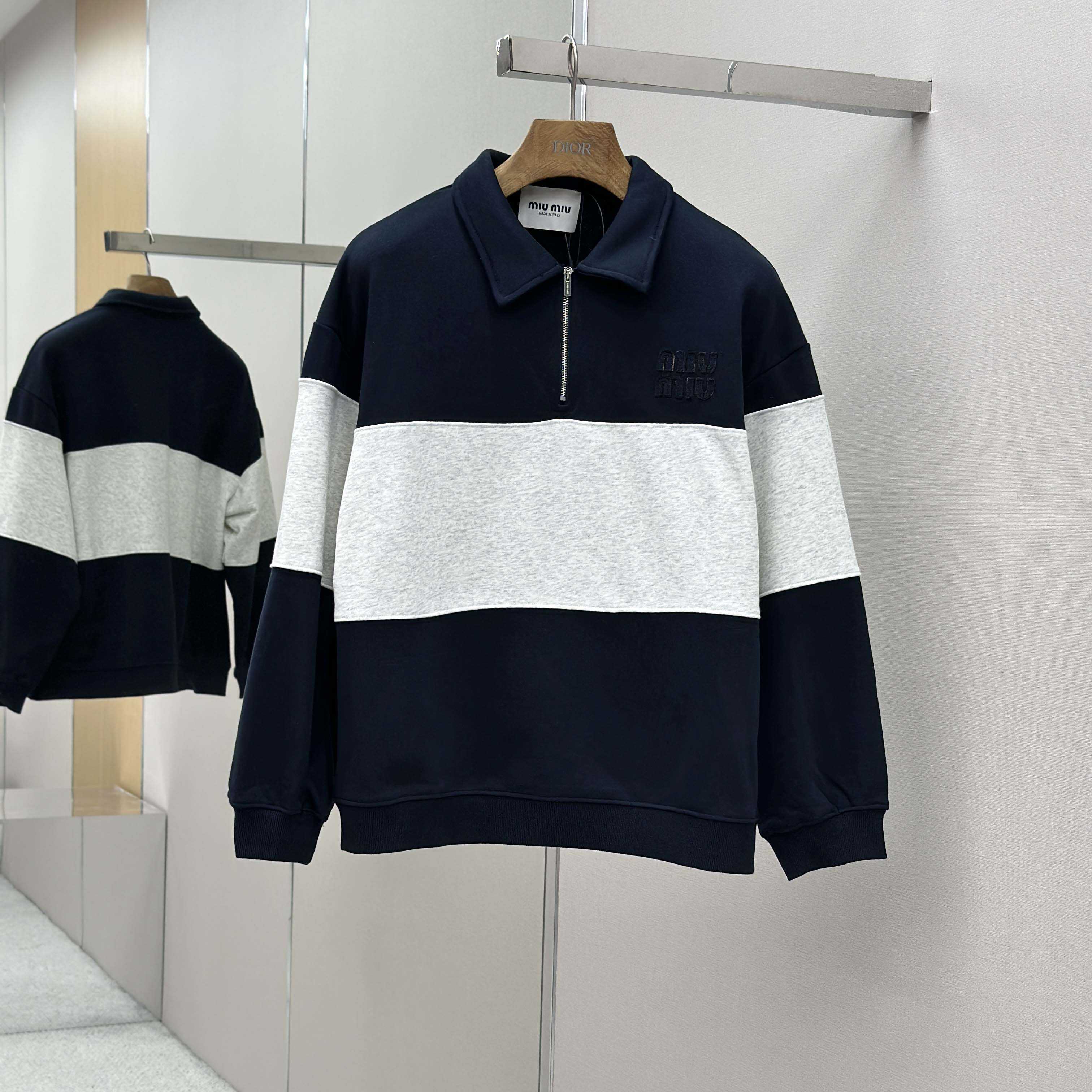 Miu Miu Half-zip Cotton Sweatshirt - EUR FASHION