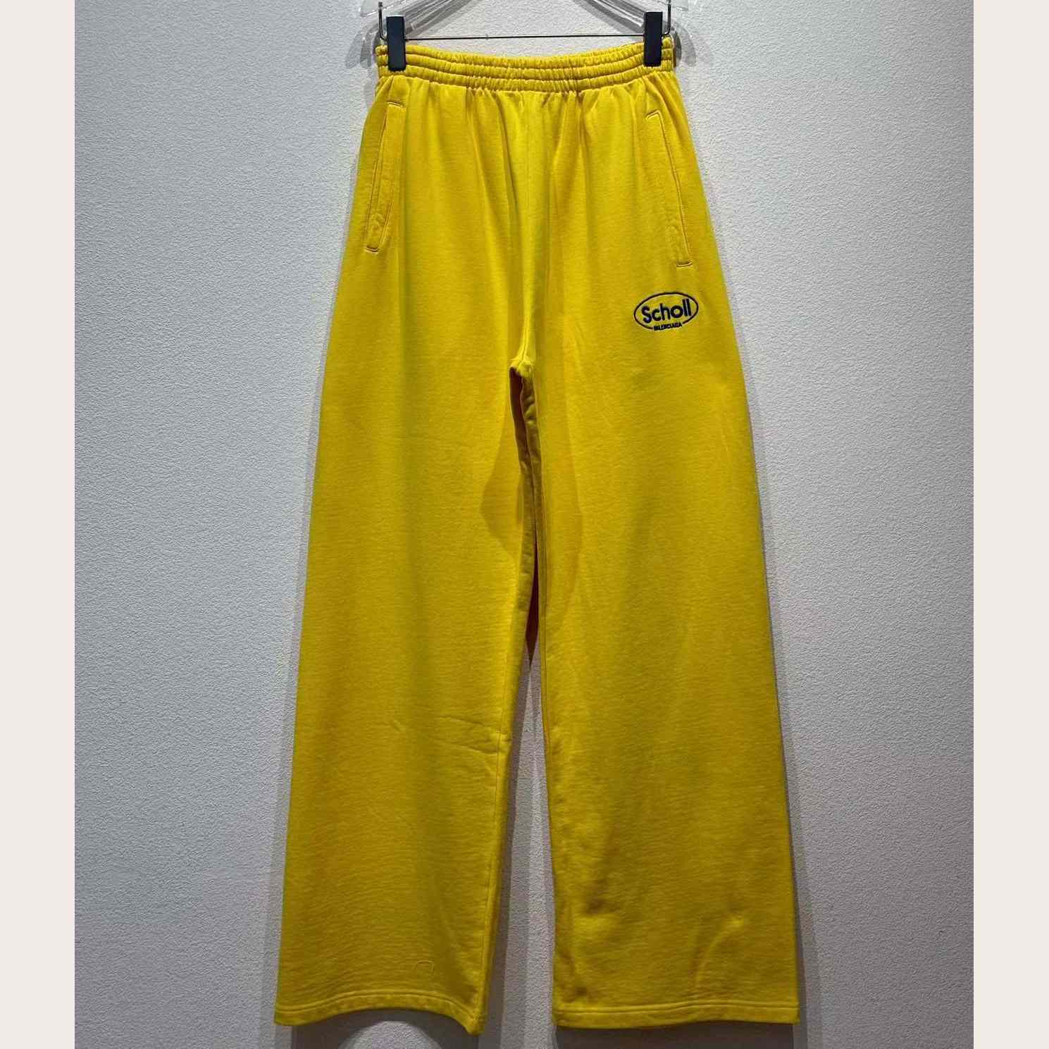 Balenciaga x Scholl Logo Embroidered Yellow Pants - EUR FASHION