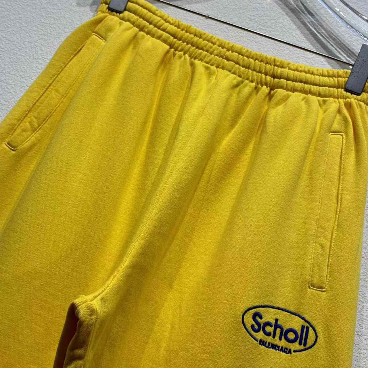 Balenciaga x Scholl Logo Embroidered Yellow Pants - EUR FASHION