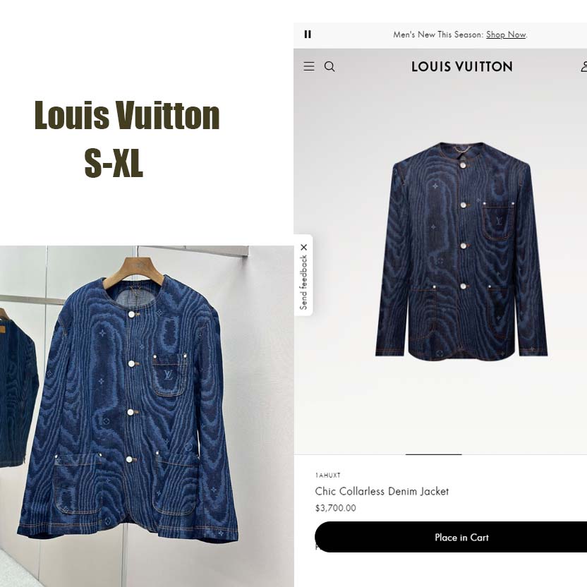 Louis Vuitton Chic Collarless Denim Jacket   1AHUXT - EUR FASHION