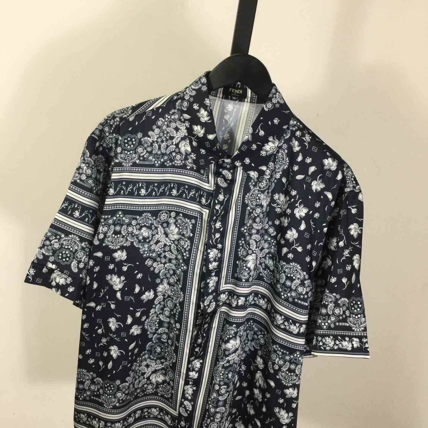 Fendi White And Blue Silk Shirt & Shorts - EUR FASHION