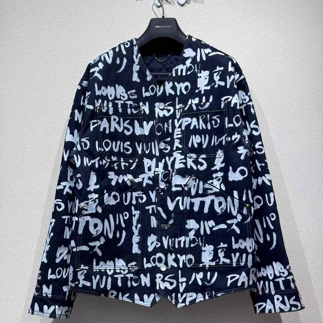 Louis Vuitton Denim Collarless Jacket  1AILLL - EUR FASHION