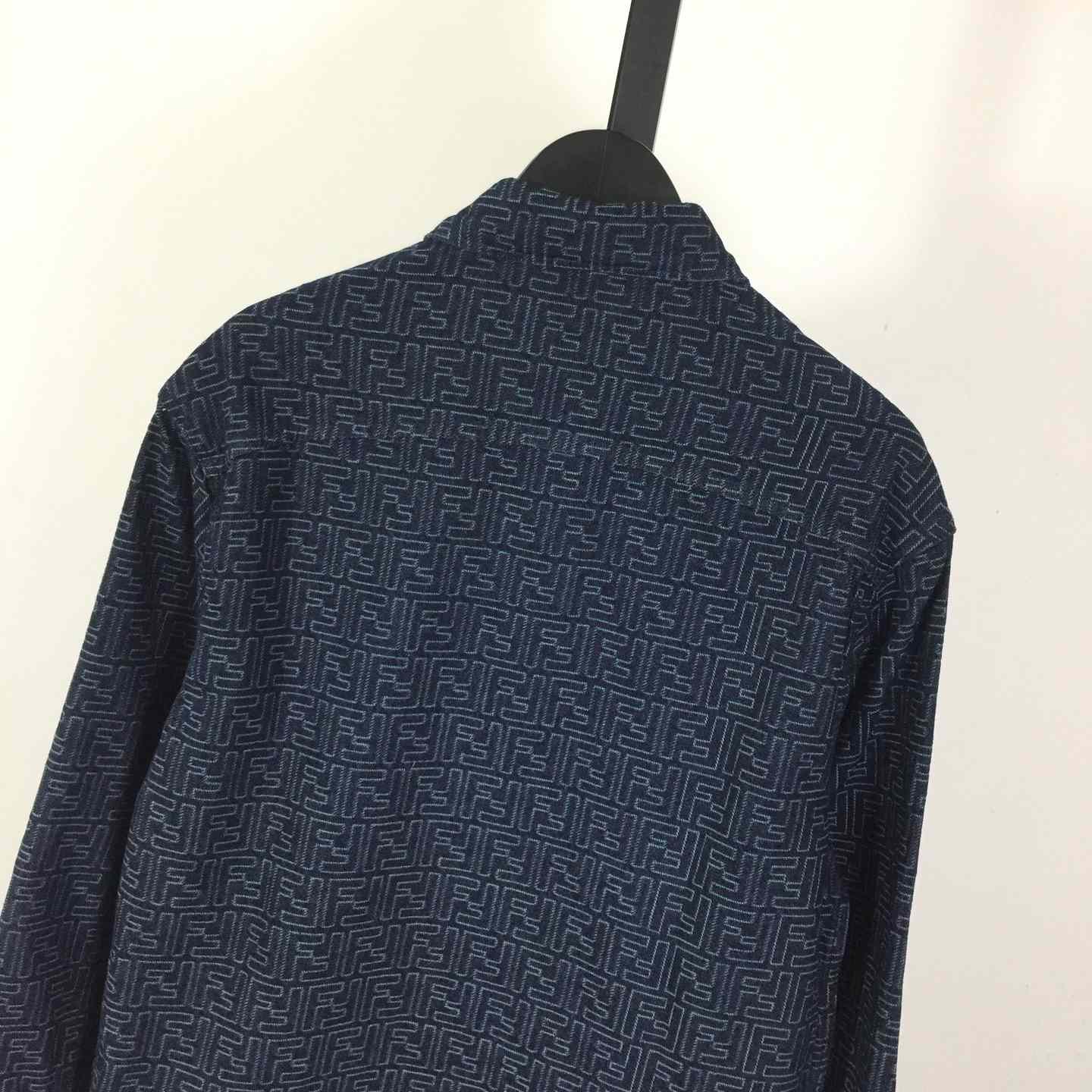 Fendi Blue FF Jacquard Denim Jacket - EUR FASHION