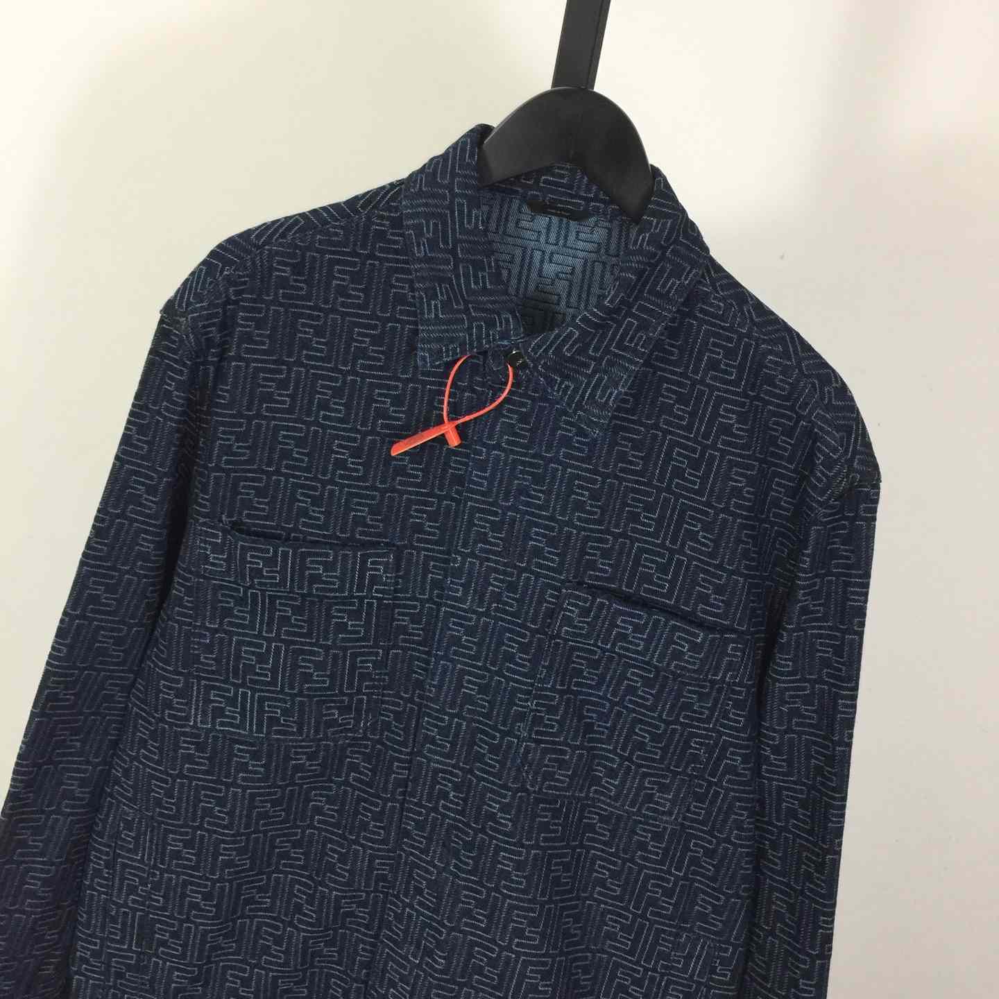 Fendi Blue FF Jacquard Denim Jacket - EUR FASHION