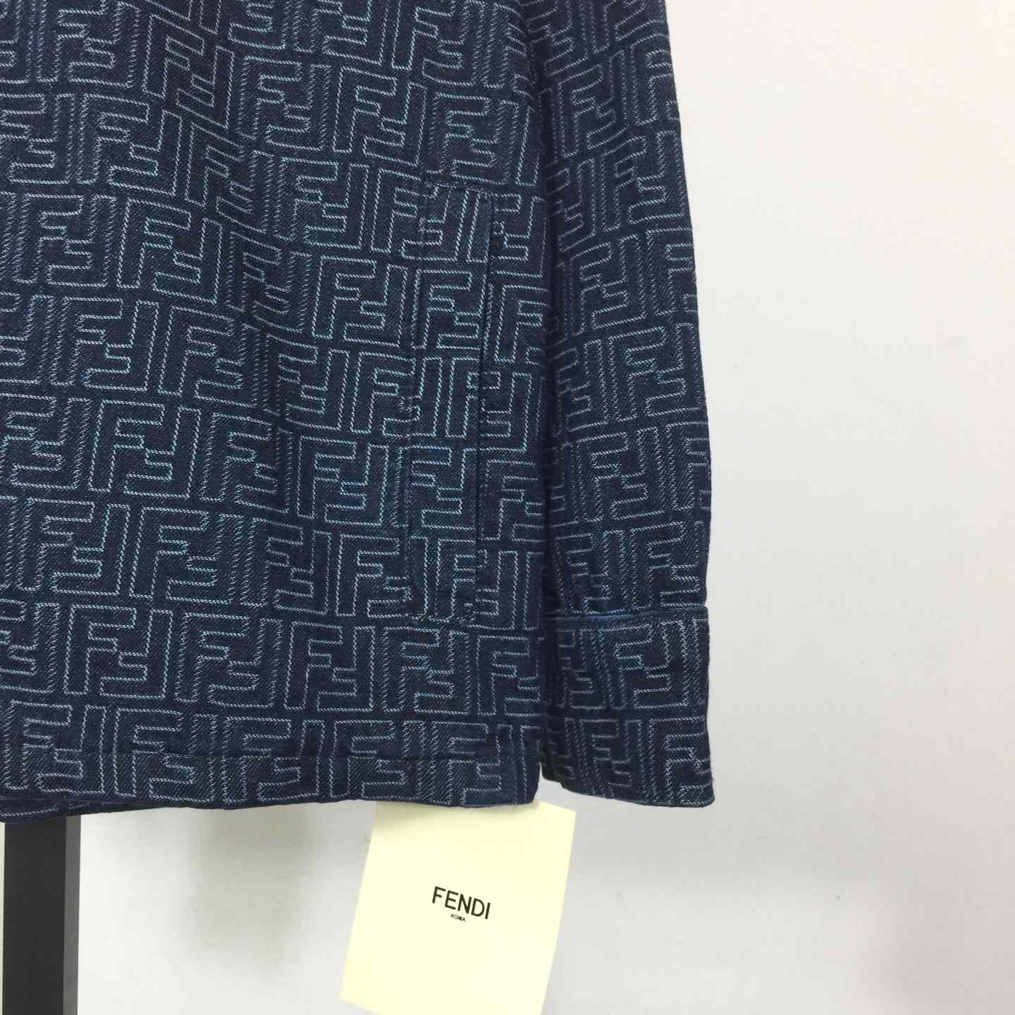 Fendi Blue FF Jacquard Denim Jacket - EUR FASHION