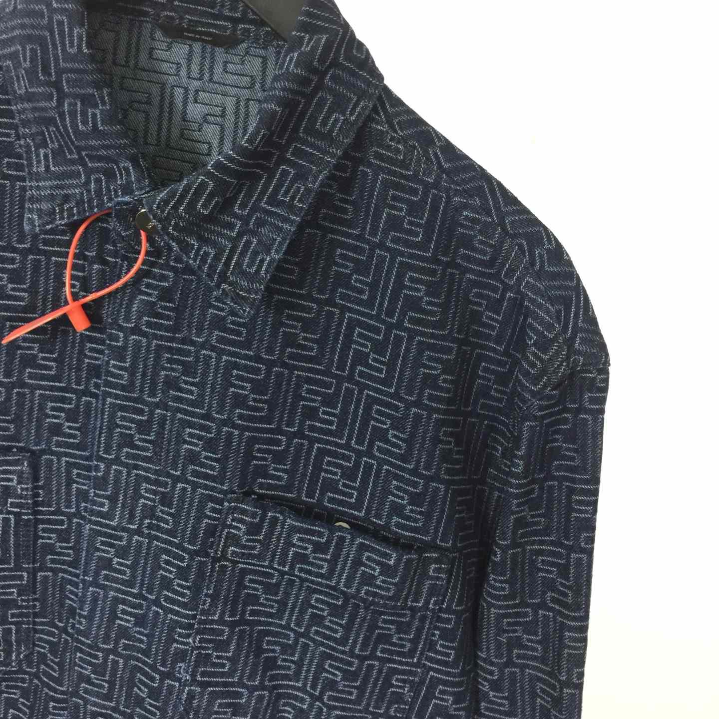 Fendi Blue FF Jacquard Denim Jacket - EUR FASHION