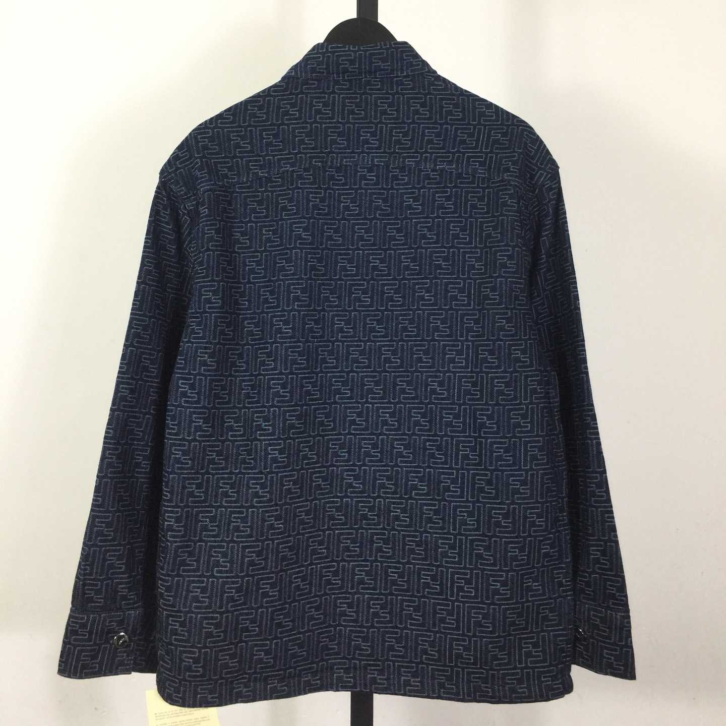 Fendi Blue FF Jacquard Denim Jacket - EUR FASHION