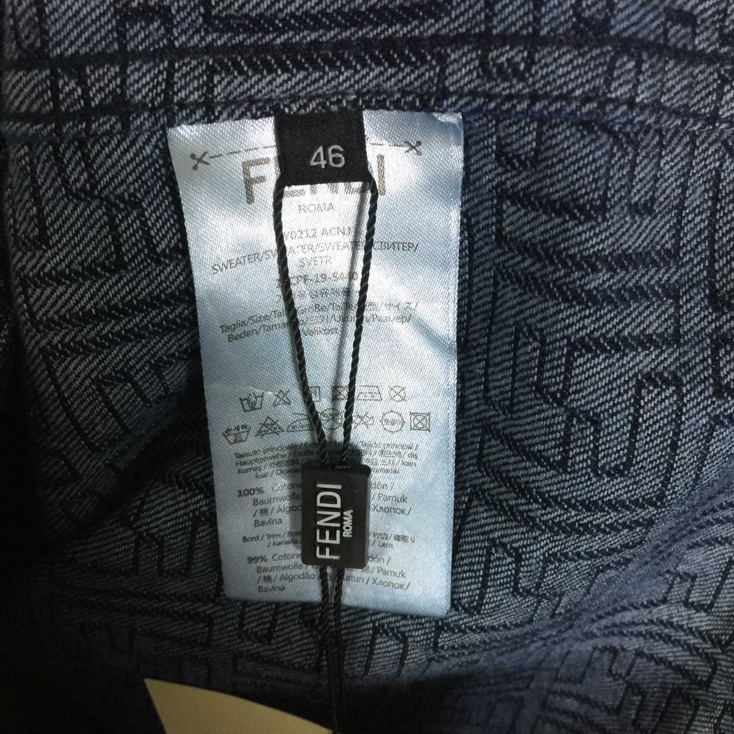 Fendi Blue FF Jacquard Denim Jacket - EUR FASHION
