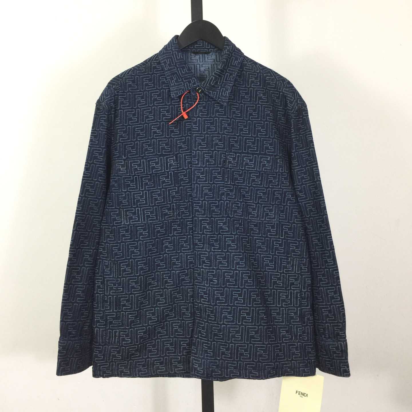 Fendi Blue FF Jacquard Denim Jacket - EUR FASHION