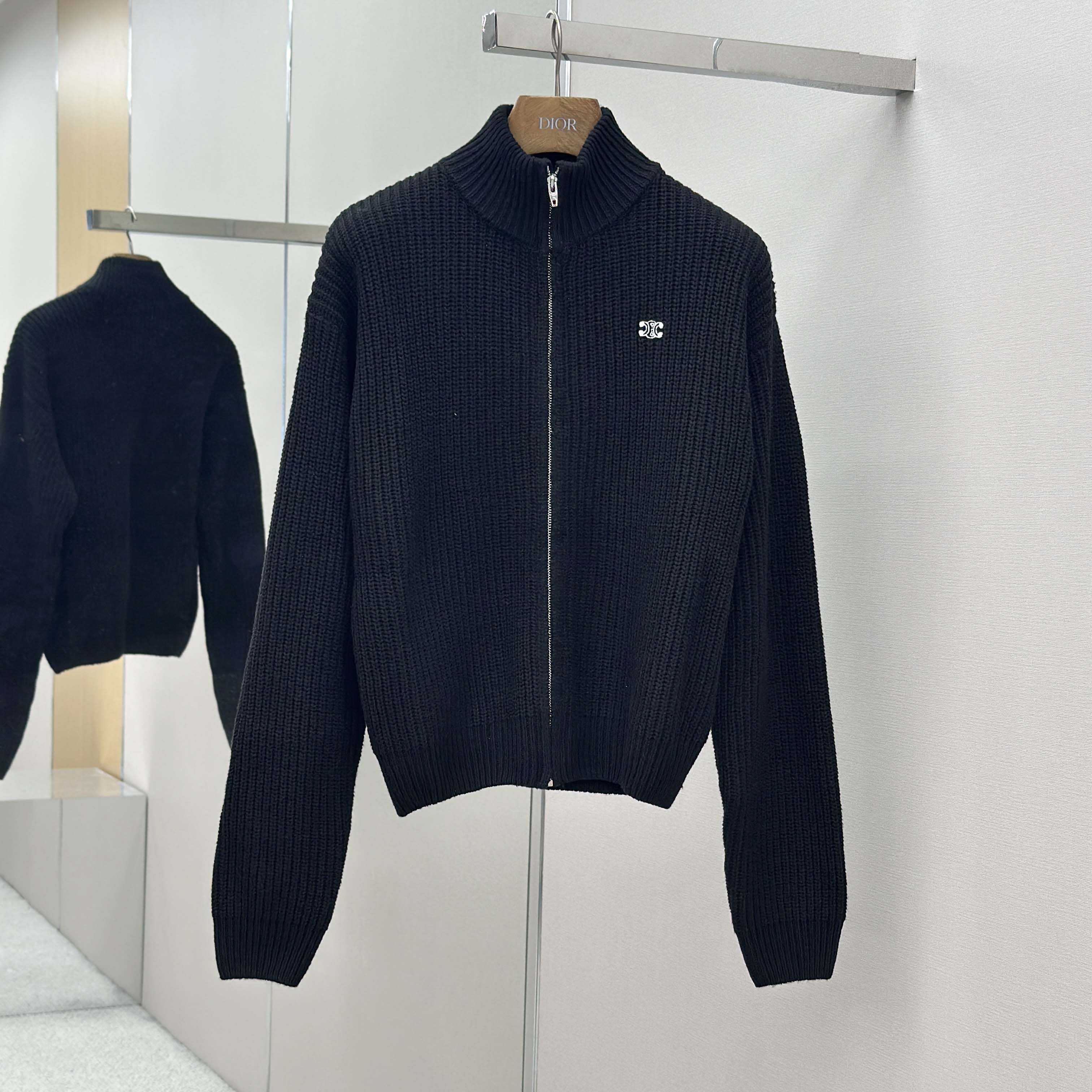 Celine Triomphe Trucker Sweater In Ribbed Wool  - EUR FASHION
