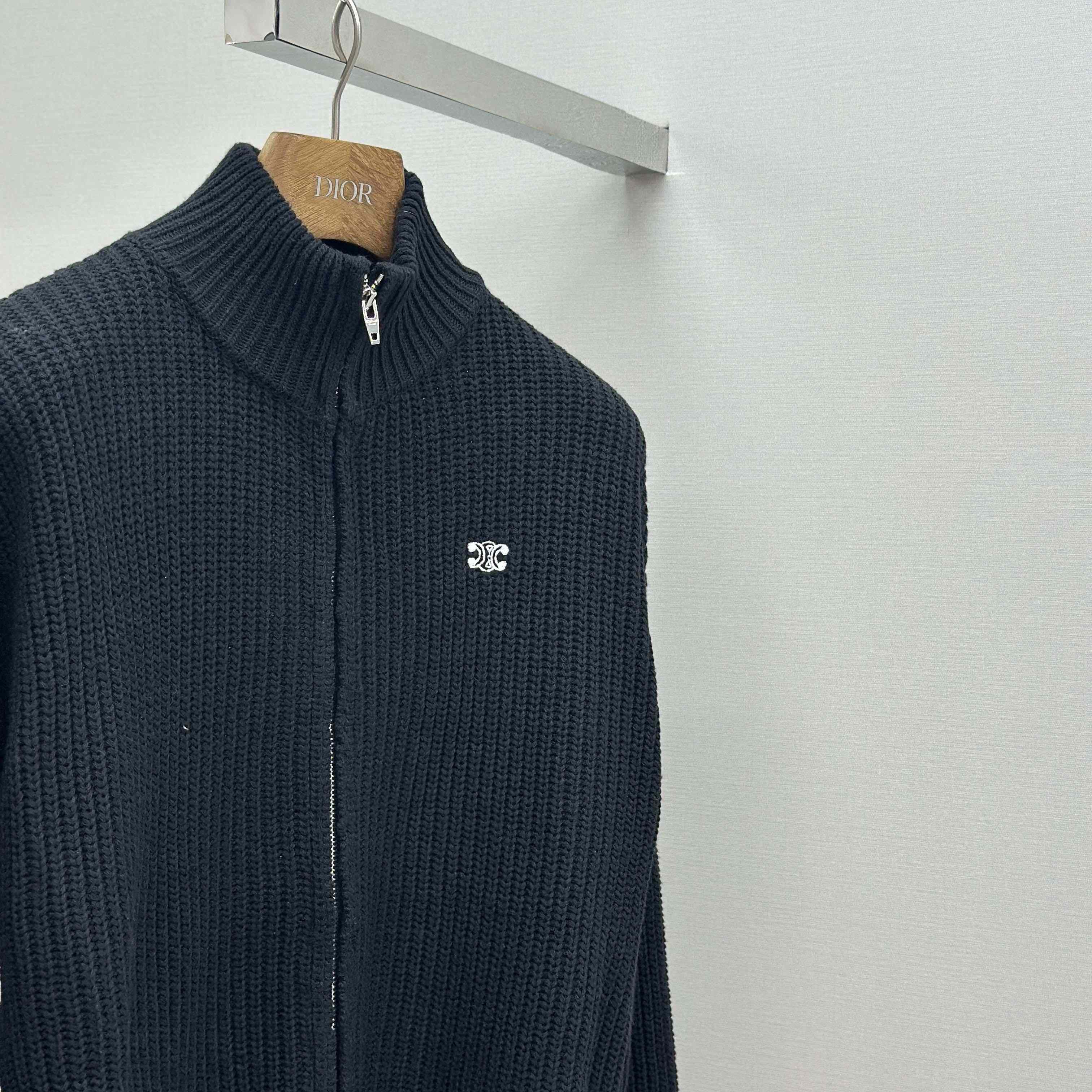 Celine Triomphe Trucker Sweater In Ribbed Wool  - EUR FASHION