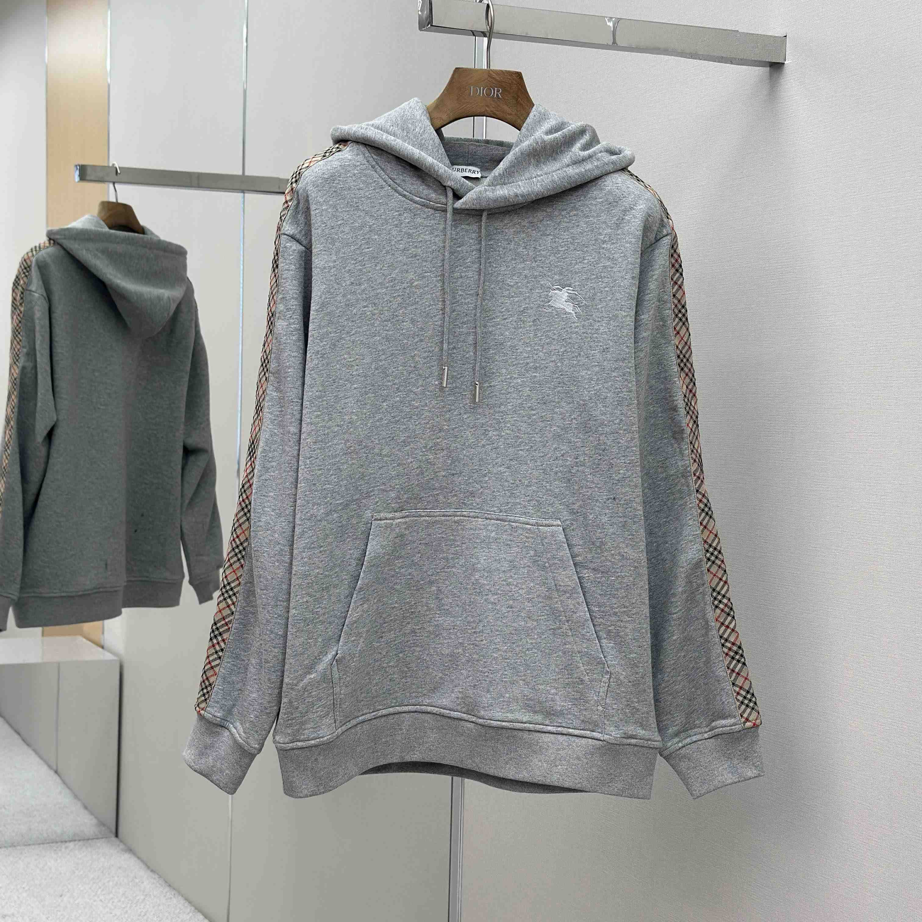 Burberry Check Trim Cotton Hoodie - EUR FASHION