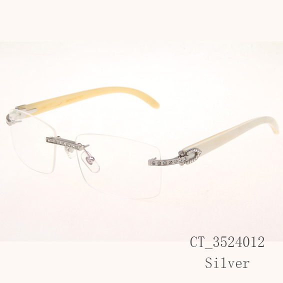 Cartier CT_3524012 Diamond White Buffalo Eyeglasses In Silver - EUR FASHION