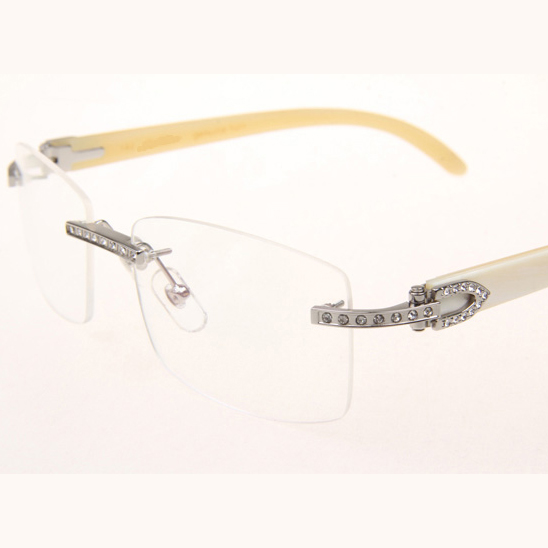 Cartier CT_3524012 Diamond White Buffalo Eyeglasses In Silver - EUR FASHION