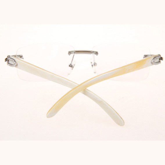 Cartier CT_3524012 Diamond White Buffalo Eyeglasses In Silver - EUR FASHION