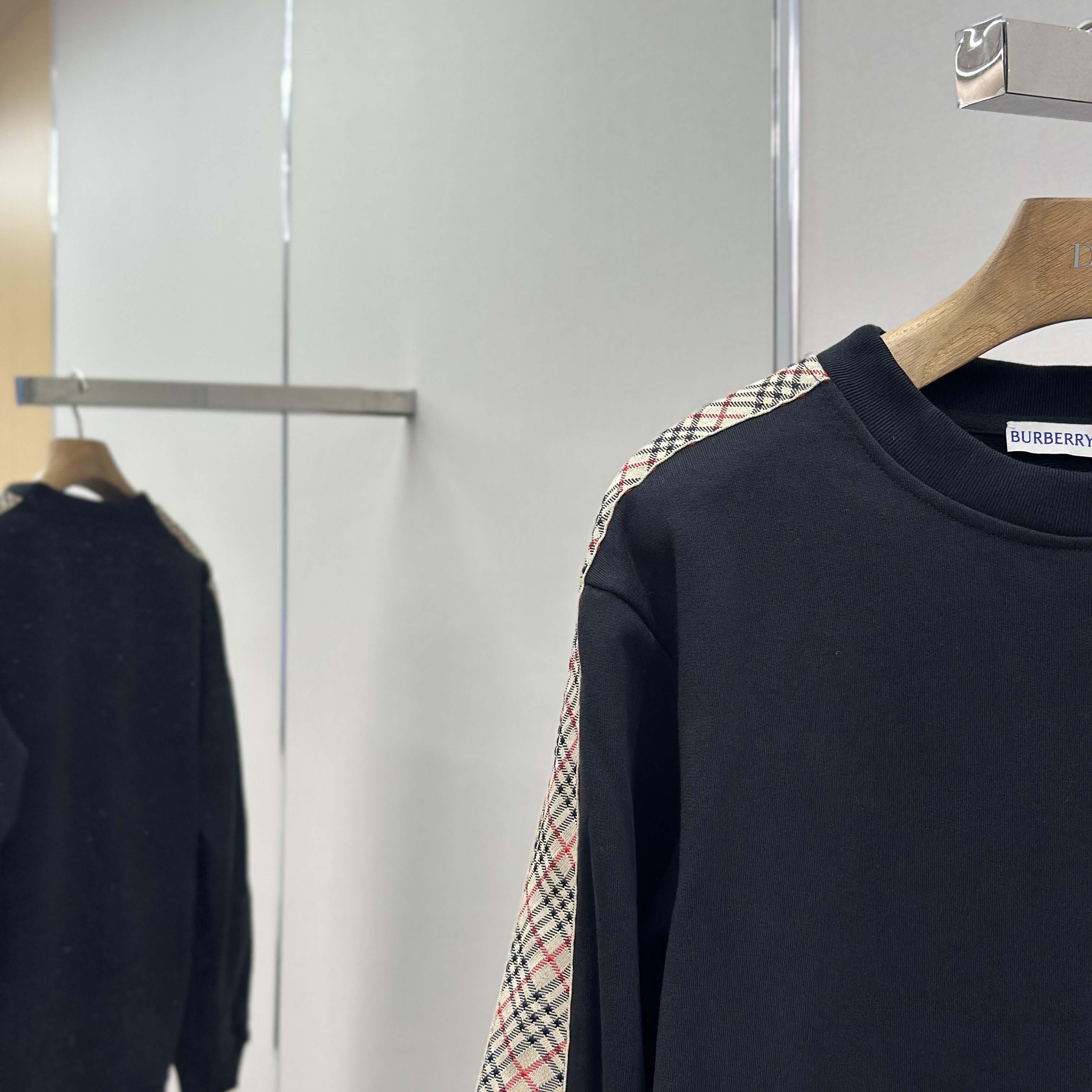 Burberry Check Trim Cotton Sweatshirt - EUR FASHION