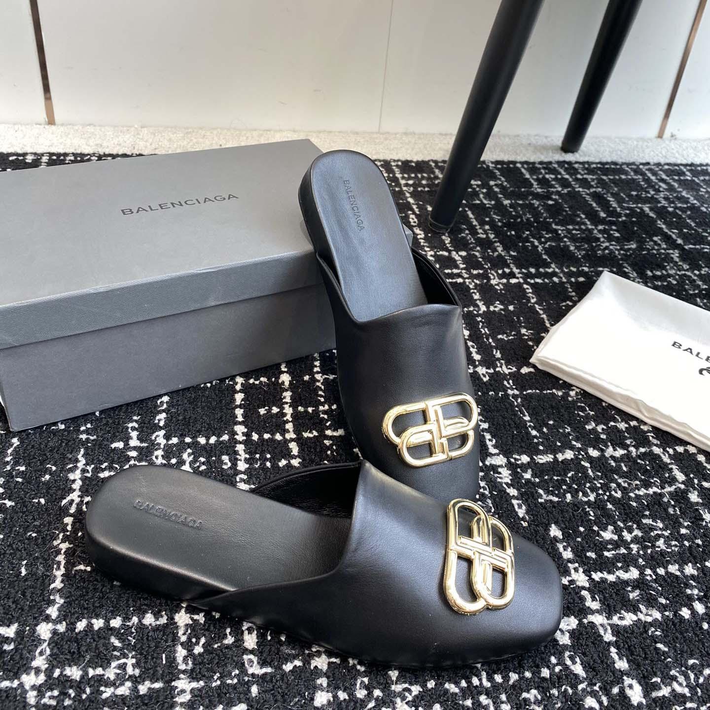 Balenciaga Flat Cosy BB Mule Slide Sandals - EUR FASHION