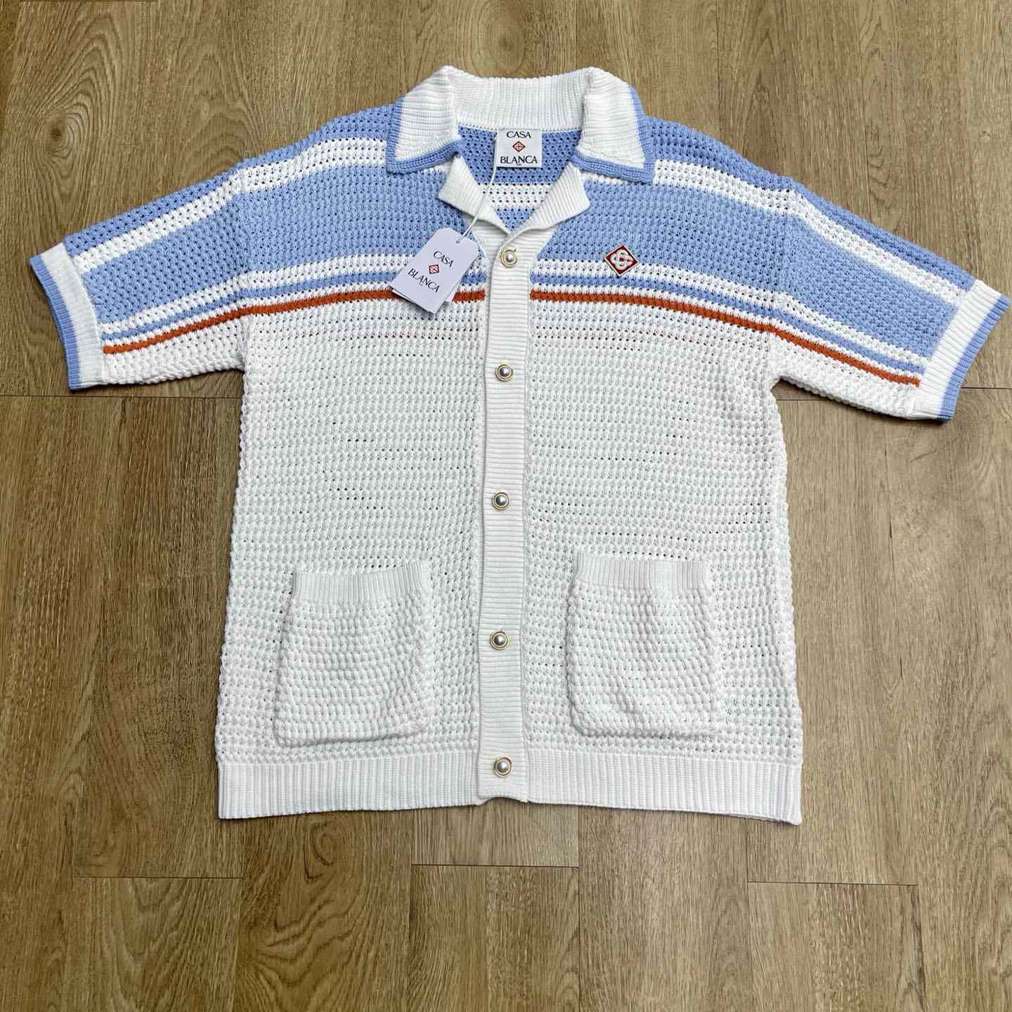 Casablanca Cotton Tennis Short Sleeve Crochet Shirt    D0103 - EUR FASHION