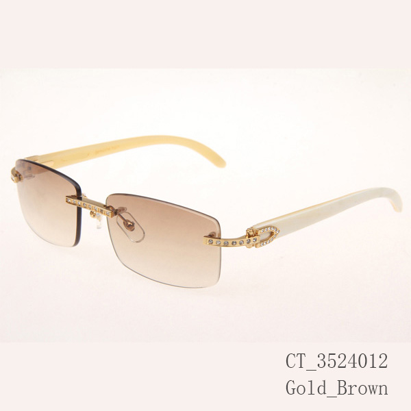 Cartier CT_3524012 Diamond White Buffalo Sunglasses In Gold Brown - EUR FASHION