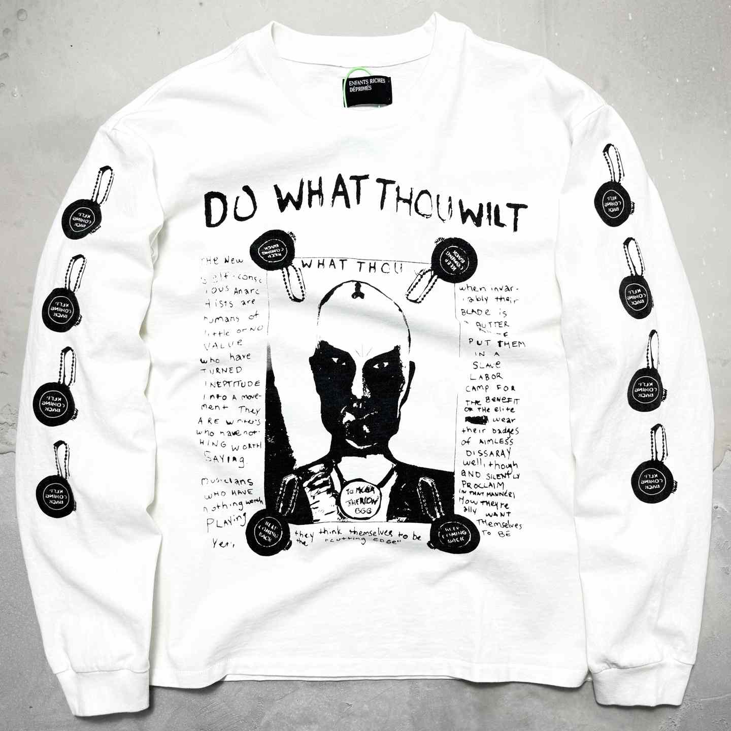 Enfants Riches Déprimés Do What Thou Wilt Long-Sleeve T-Shirt 'Faded White' - EUR FASHION