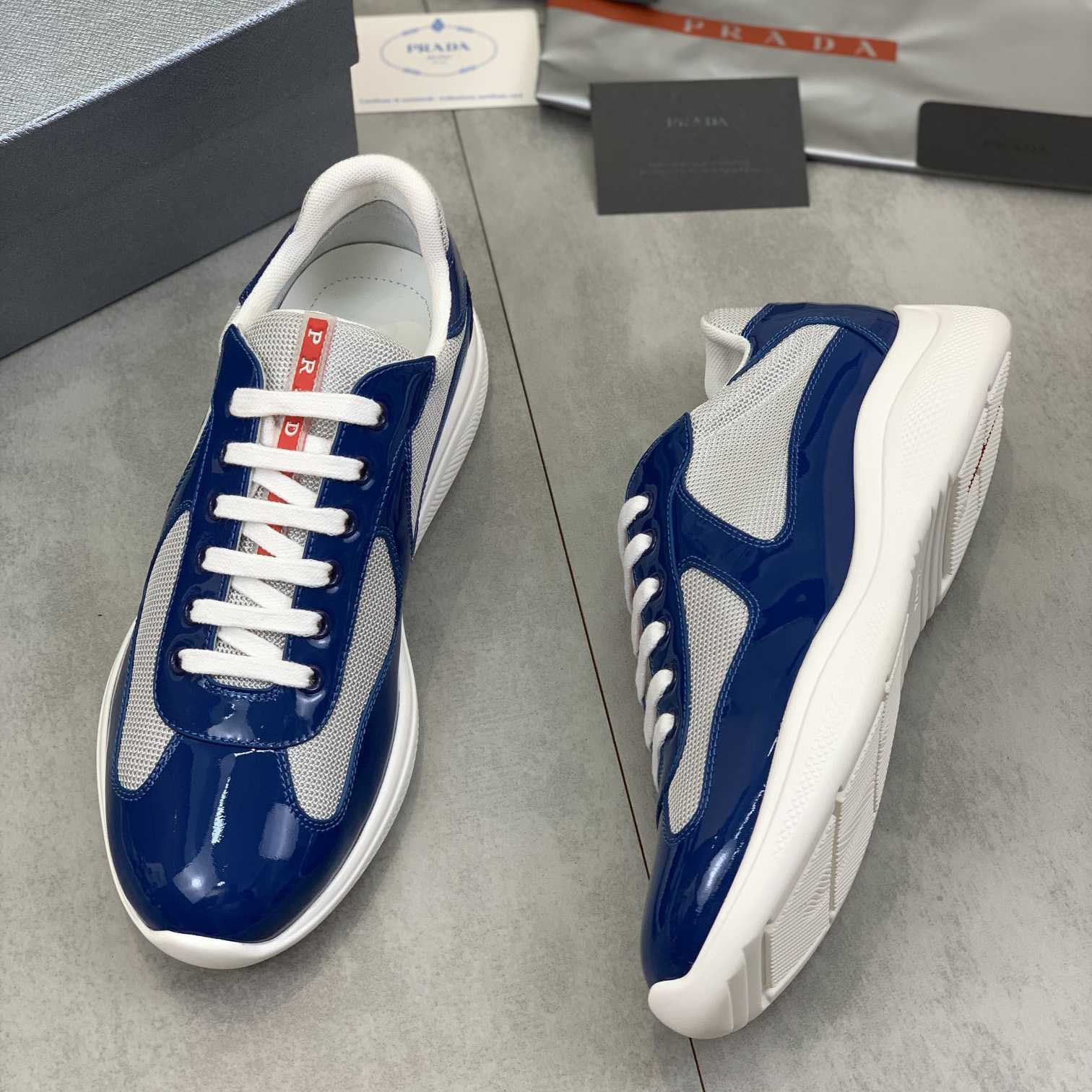Prada Patent Leather And Technical Fabric Prada America's Cup Sneakers - EUR FASHION