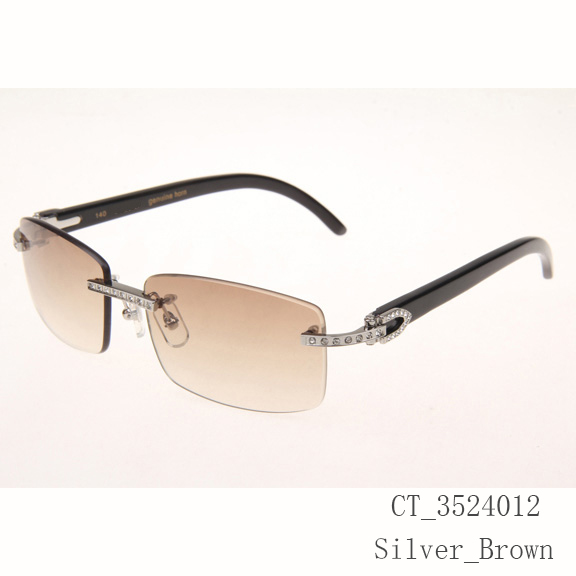 Cartier CT_3524012 Diamond Black Buffalo Eyeglasses In Silver Brown - EUR FASHION