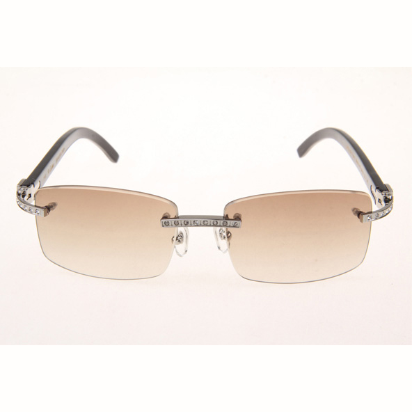 Cartier CT_3524012 Diamond Black Buffalo Eyeglasses In Silver Brown - EUR FASHION