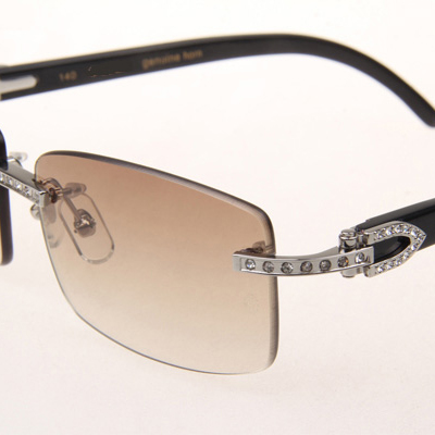 Cartier CT_3524012 Diamond Black Buffalo Eyeglasses In Silver Brown - EUR FASHION