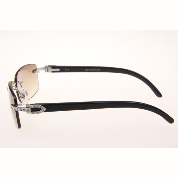 Cartier CT_3524012 Diamond Black Buffalo Eyeglasses In Silver Brown - EUR FASHION