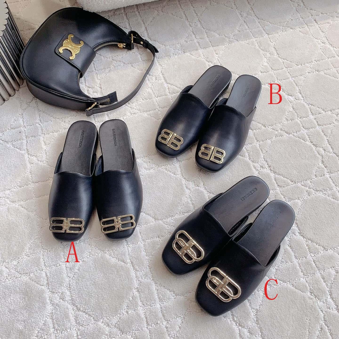 Balenciaga Flat Cosy BB Mule Slide Sandals - EUR FASHION