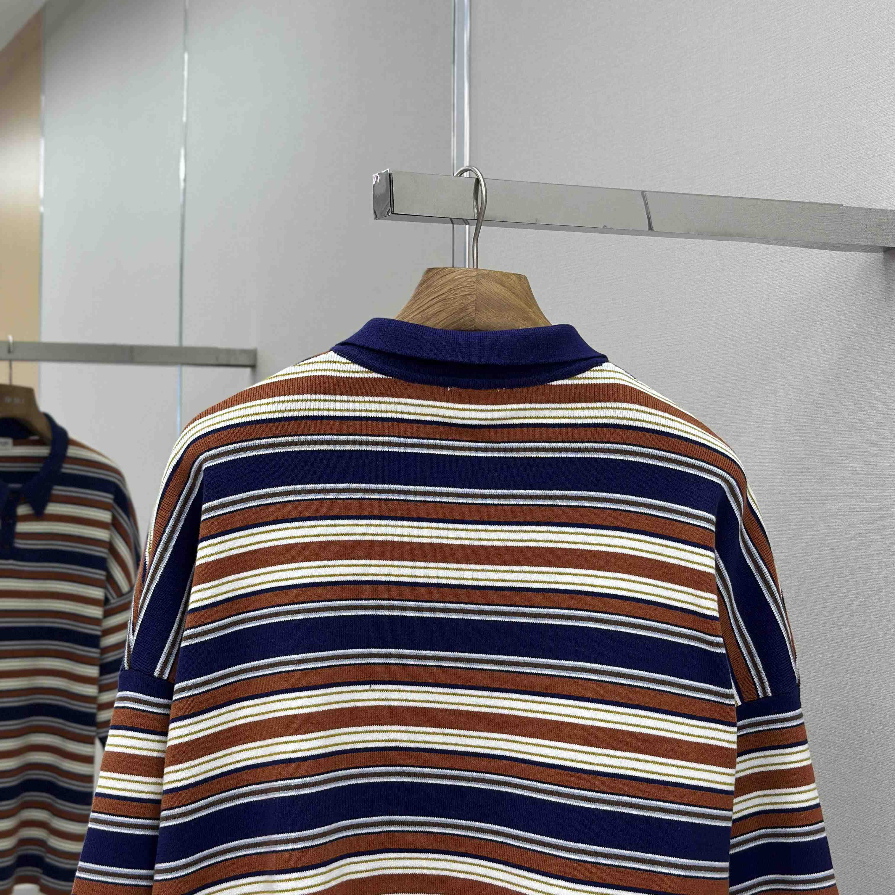 Celine Triomphe Loose Polo In Striped Cotton  - EUR FASHION
