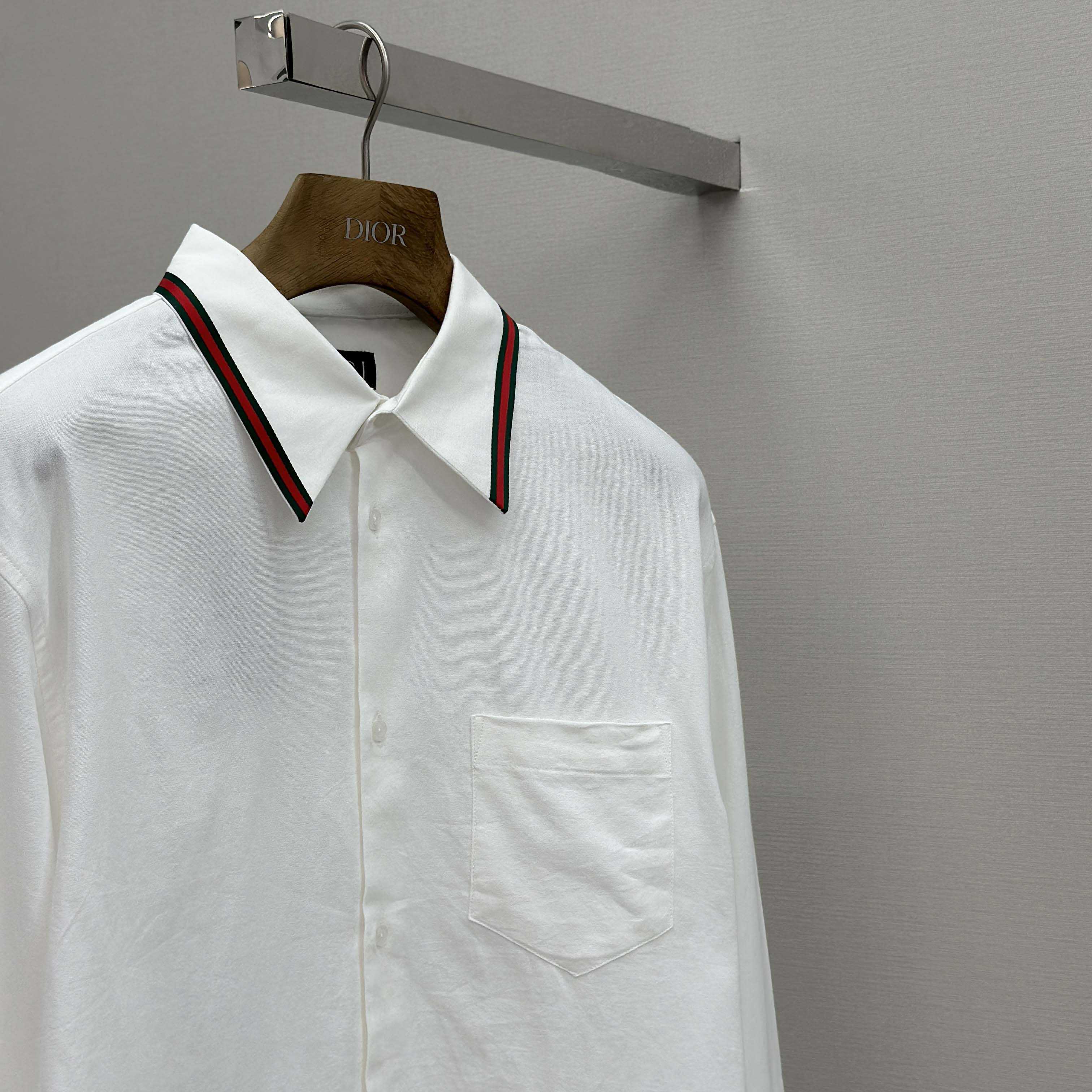 Gucci Web-stripe Trim Cotton Shirt - EUR FASHION