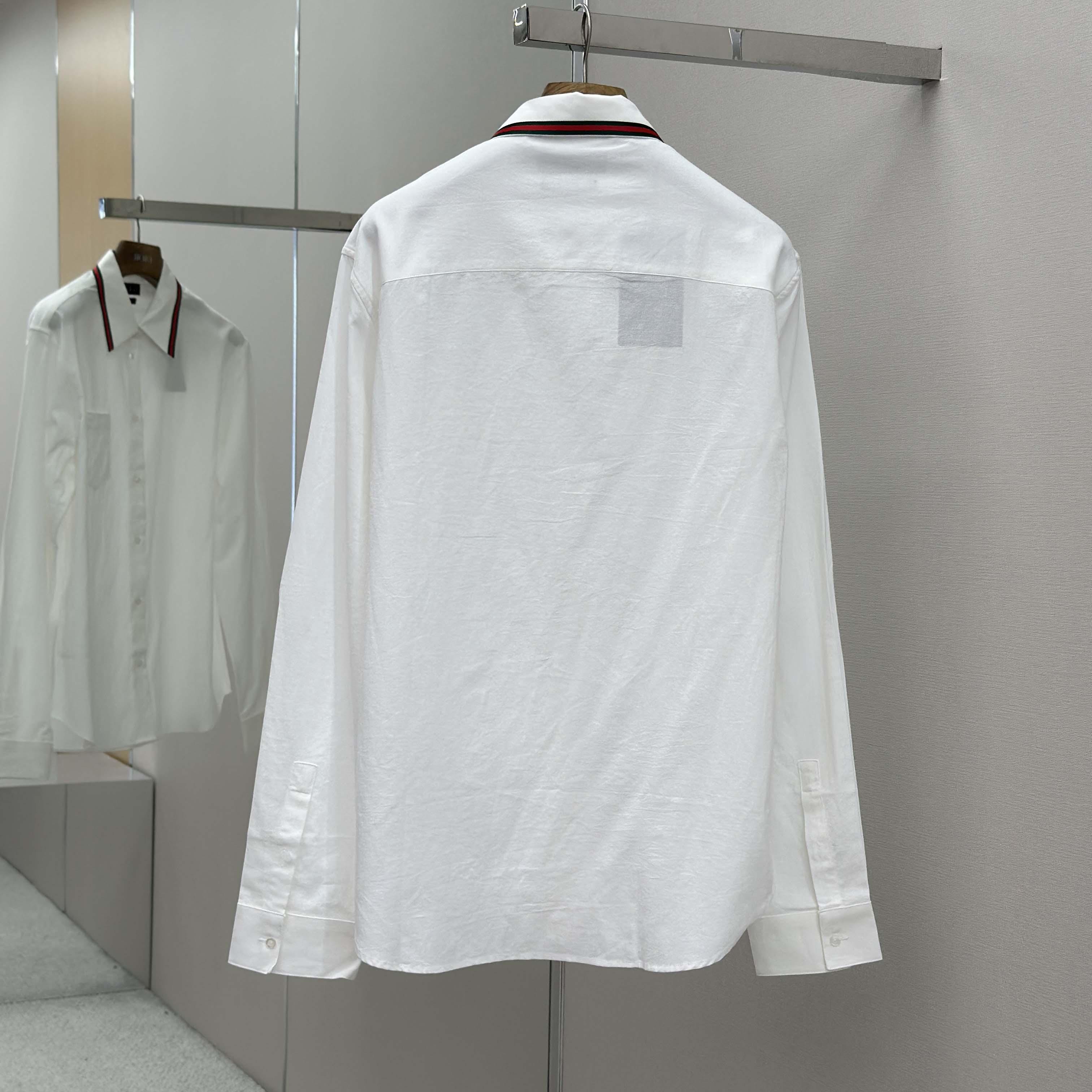 Gucci Web-stripe Trim Cotton Shirt - EUR FASHION