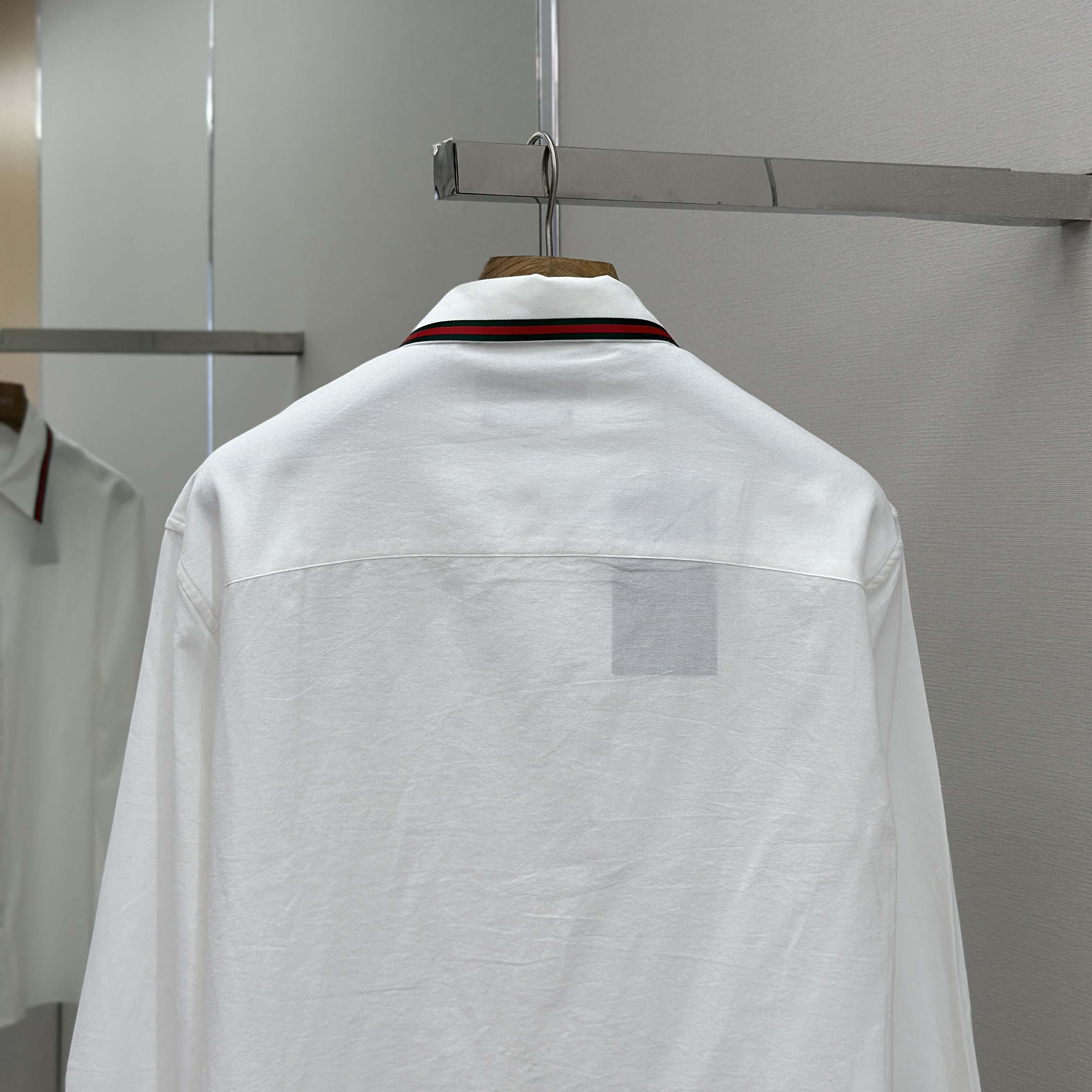 Gucci Web-stripe Trim Cotton Shirt - EUR FASHION