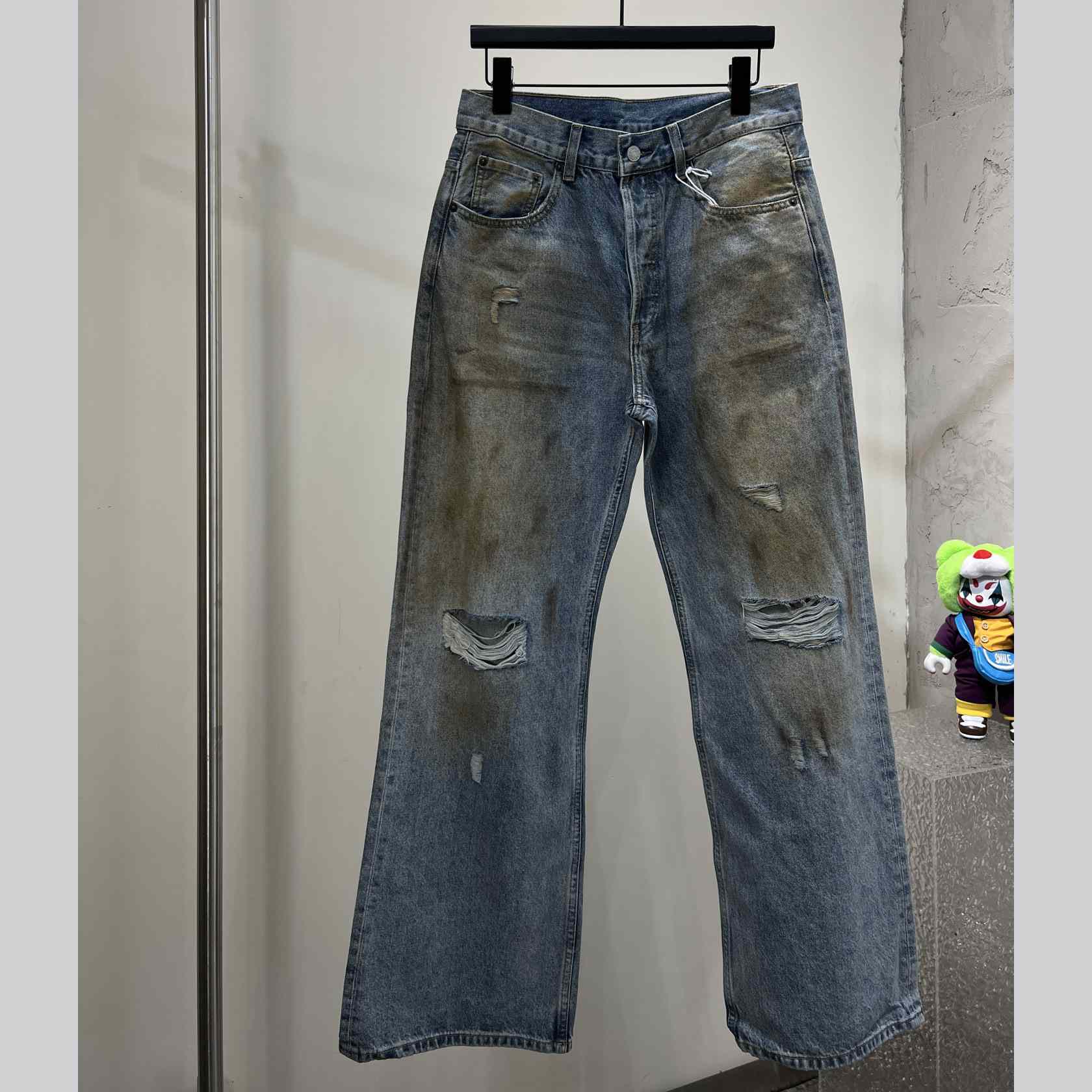 Acne Studios Mud Distressed Micro Flared Baggy Pants - EUR FASHION