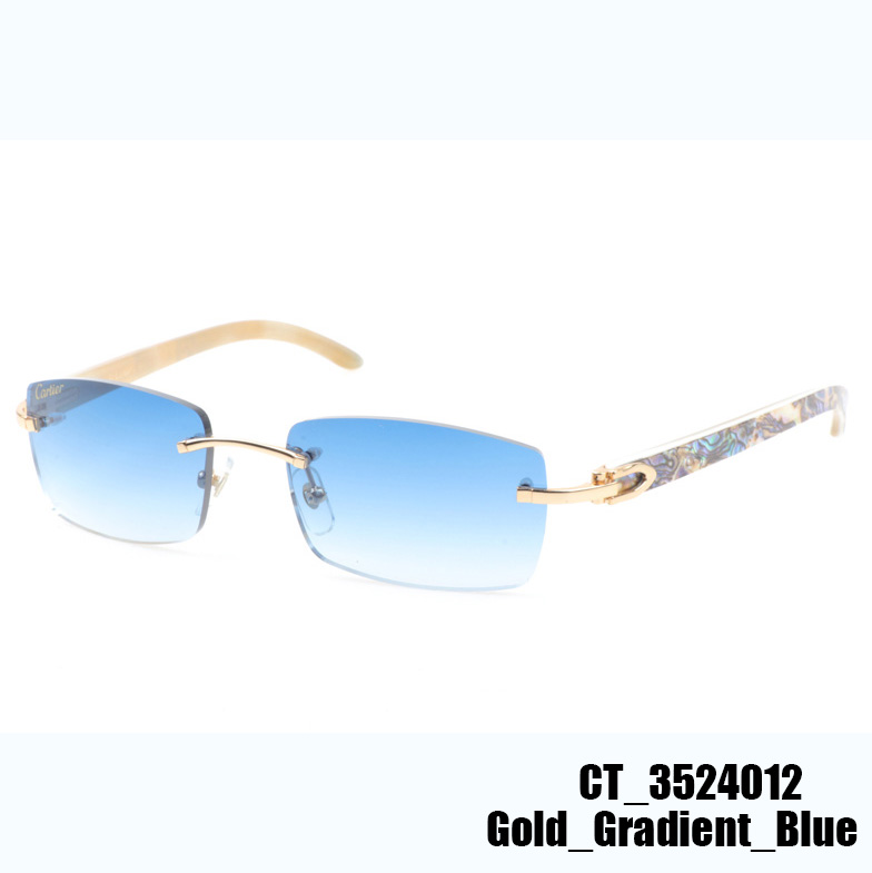 Cartier CT_3524012 Shell Mix White Buffalo Sunglasses In Gold Gradient Blue - EUR FASHION