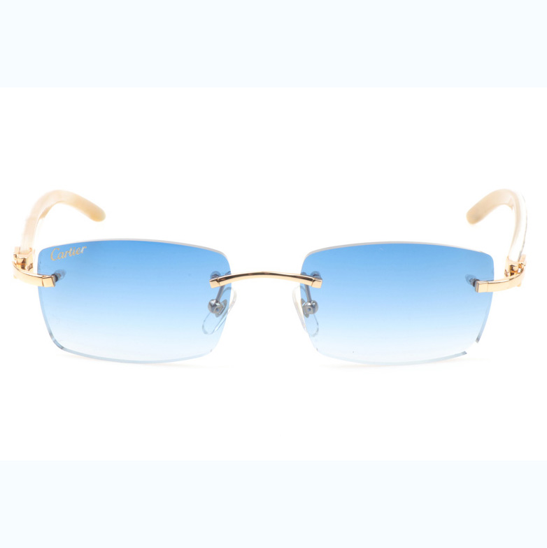 Cartier CT_3524012 Shell Mix White Buffalo Sunglasses In Gold Gradient Blue - EUR FASHION