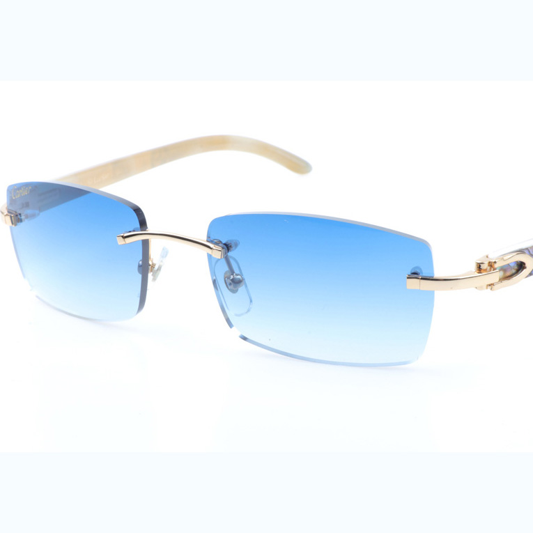Cartier CT_3524012 Shell Mix White Buffalo Sunglasses In Gold Gradient Blue - EUR FASHION