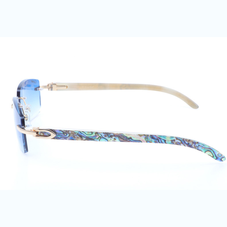 Cartier CT_3524012 Shell Mix White Buffalo Sunglasses In Gold Gradient Blue - EUR FASHION