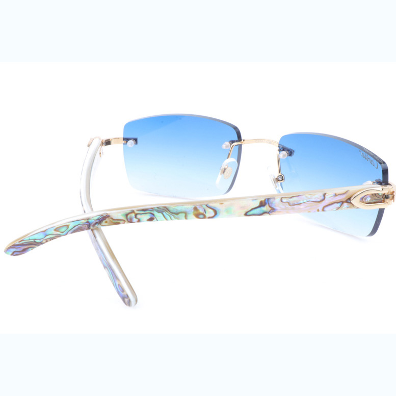 Cartier CT_3524012 Shell Mix White Buffalo Sunglasses In Gold Gradient Blue - EUR FASHION