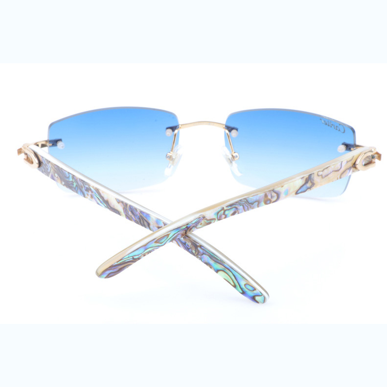 Cartier CT_3524012 Shell Mix White Buffalo Sunglasses In Gold Gradient Blue - EUR FASHION