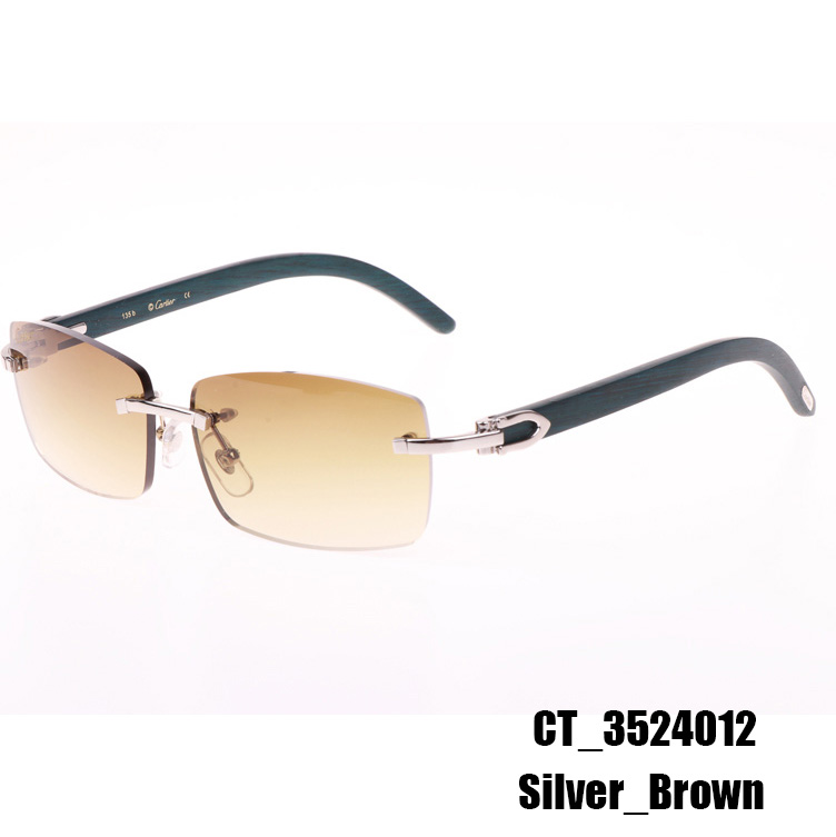Cartier CT_3524012 Green Wood Sunglasses In Silver Brown - EUR FASHION